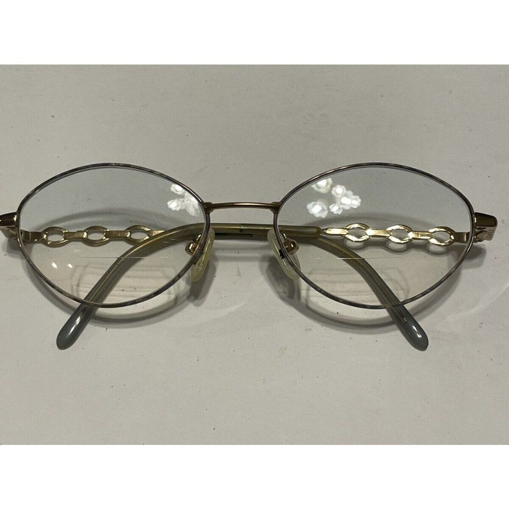Safilo Elasta Gold Tone Circle Metal Frames 510 Eyeglasses 17 8-5